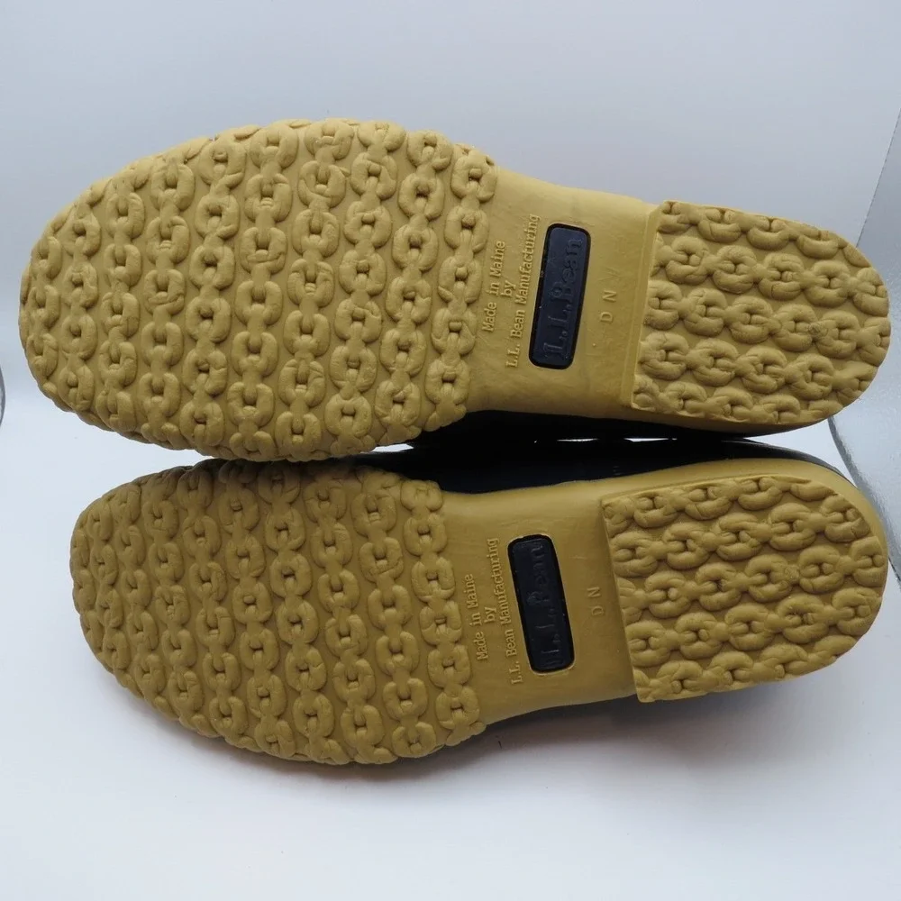 L.L. Bean Mens Navy Low Duck Mocs Gumshoe Boots Outdoors Rugged Leather Sz 8N